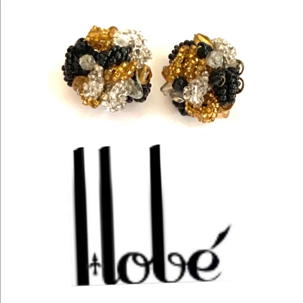 HOBE Vintage Clip Earrings Cluster Seed Beads